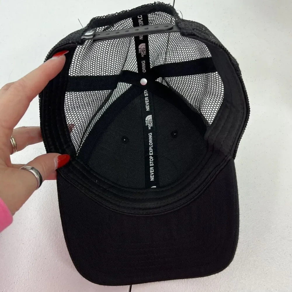 The‎ North Face Mens Hat Cap Trucker Patch Logo Black SnapBack Mesh Back OS
